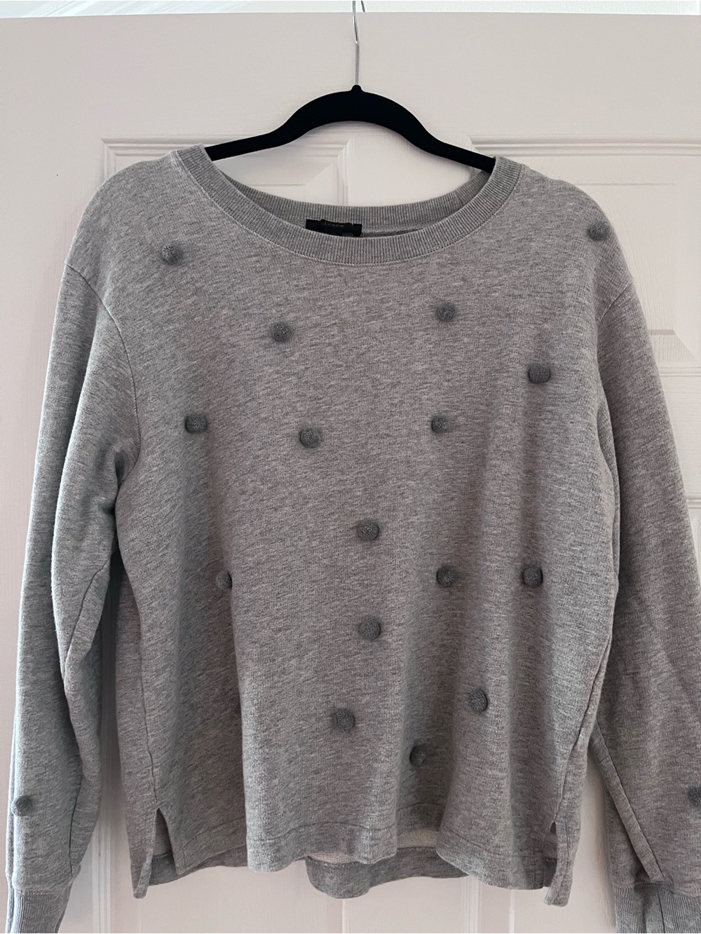 Gray Pom-Pom Crewneck Sweatshirt - Women Size M